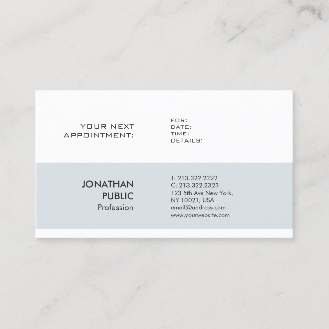 Elegant Simple Design Appointment Reminder Plain Card (Front)