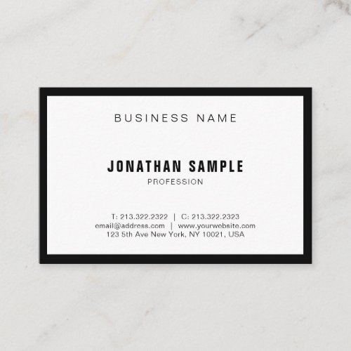 Elegant Simple Design Black White BW Plain Modern Business Card