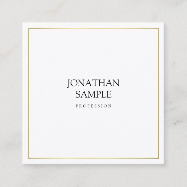 Elegant Simple Design Gold Modern Professional Square Business Card (Front)
