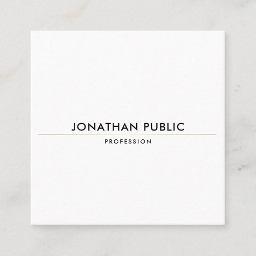 Elegant Simple Design Gold White Trendy Template Square Business Card