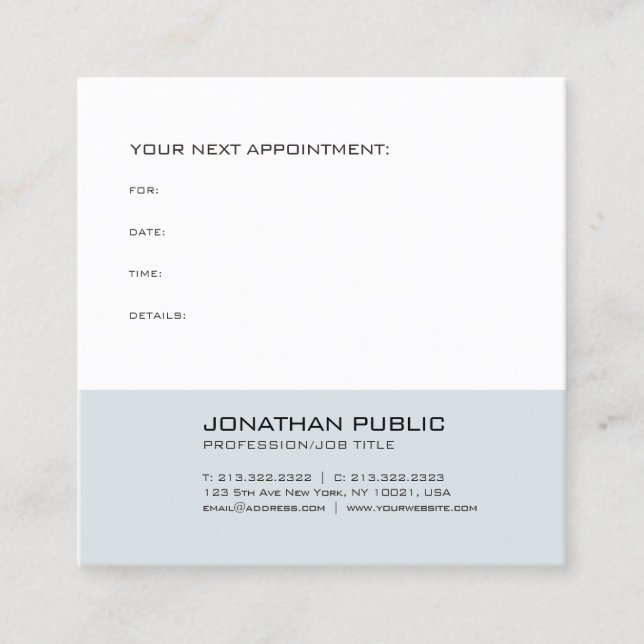 Elegant Simple Design Modern Appointment Reminder Card (Front)