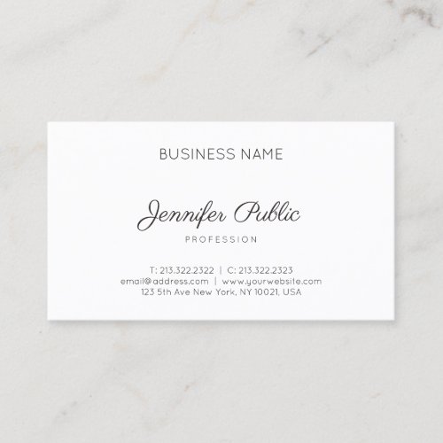Elegant Simple Design Modern Professional Plain Business Card