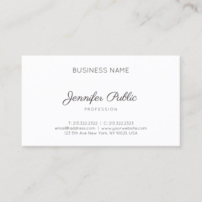 Elegant Simple Design Modern Professional Plain Business Card (Front)