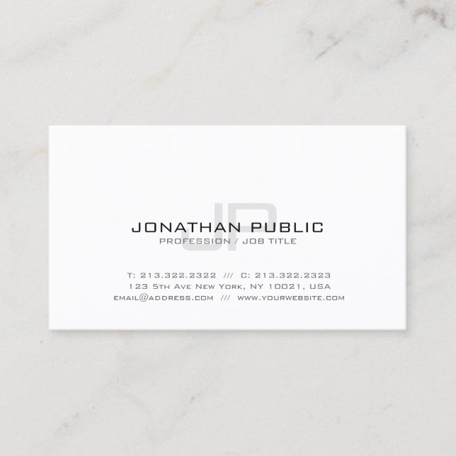 Elegant Simple Design Monogram Modern Plain Trendy Business Card (Front)