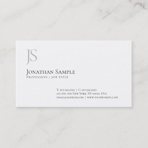 Elegant Simple Design Monogram Professional Chic Business Card