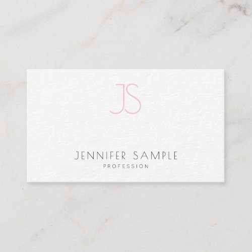 Elegant Simple Design Pink Monogram Modern Chic Business Card