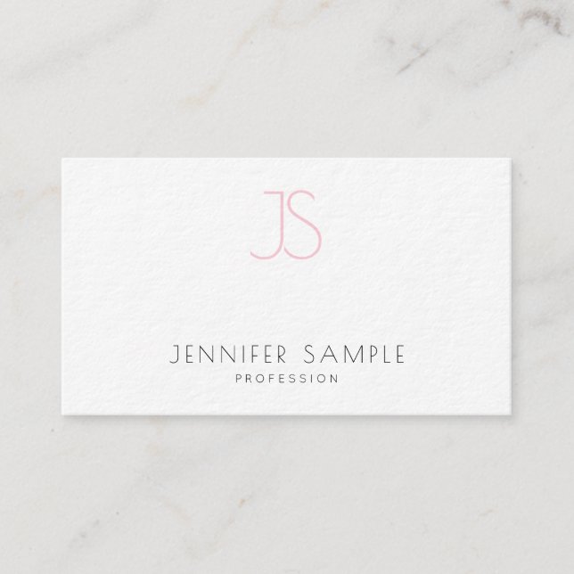 Elegant Simple Design Pink Monogram Modern Chic Business Card (Front)