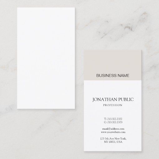 Elegant Simple Design Professional Beige Plain Business Card | Zazzle