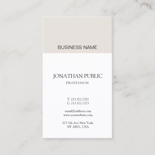 Elegant Simple Design Professional Beige Plain Business Card