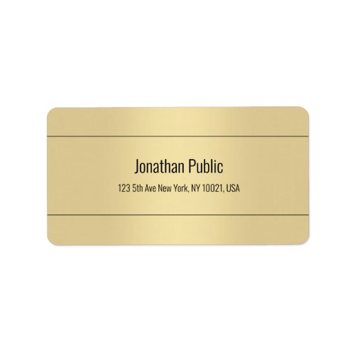 Elegant Simple Design Template Gold Color Address Label