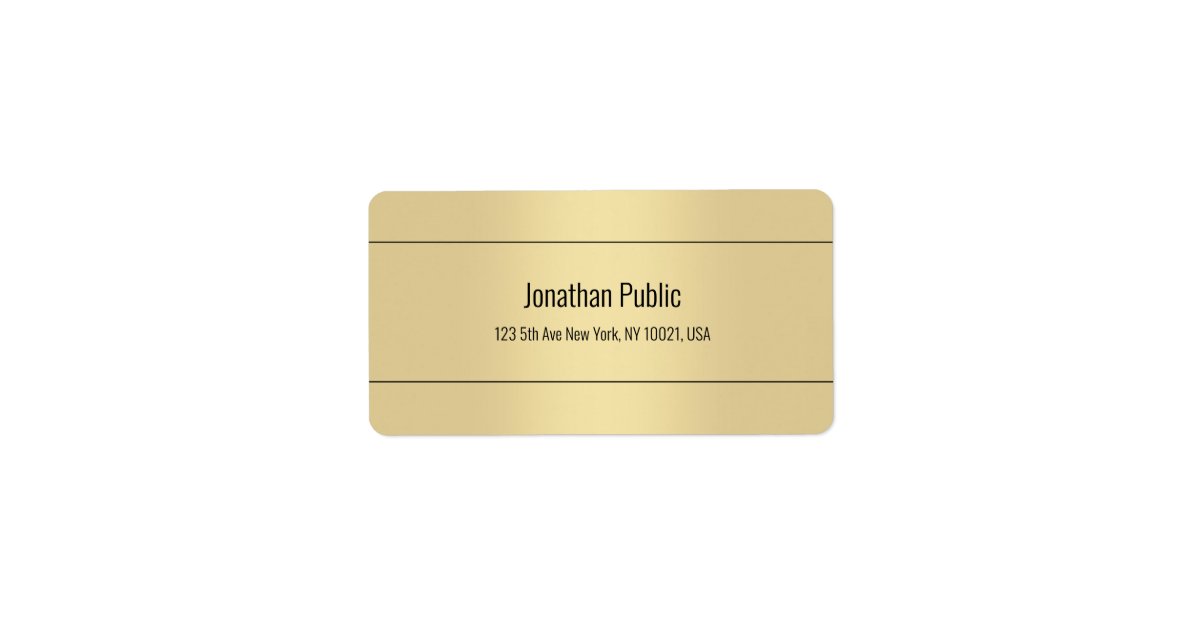 Elegant Simple Design Template Gold Color Address Label | Zazzle