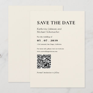 Elegant & Simple details & QR Code Wedding Save The Date