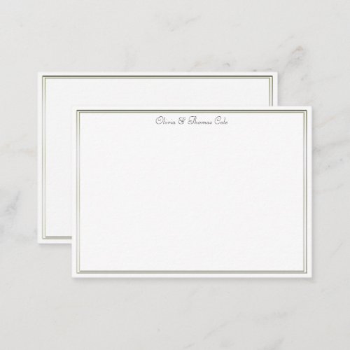 Elegant Simple Double Gold Frame Wedding Couple Note Card