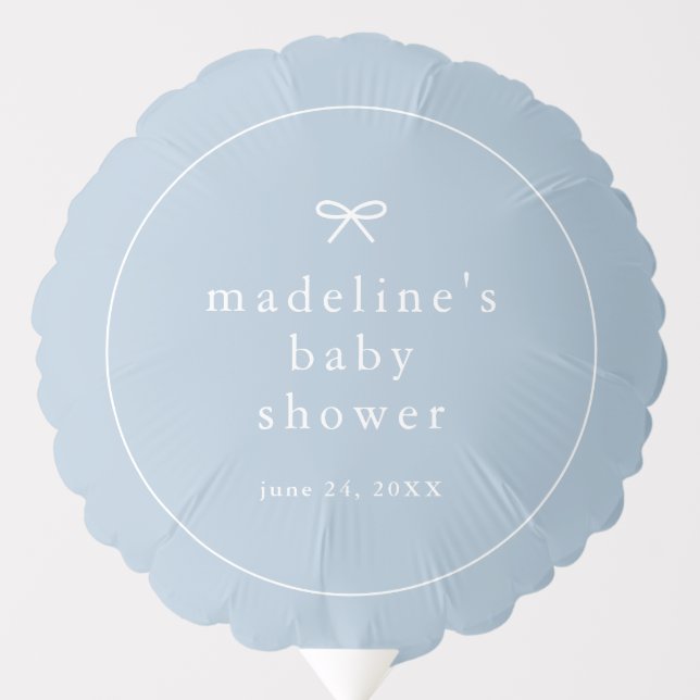 Elegant Simple Dusty Blue Boys Baby Shower Balloon (Front)