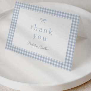 Elegant Simple Dusty Blue Boys Baby Shower Letterpress Thank You Card