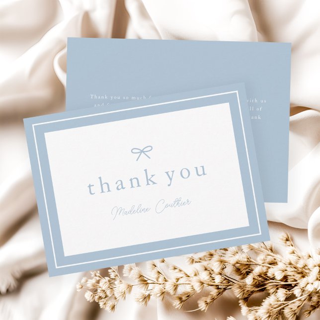 Elegant Simple Dusty Blue Boys Baby Shower Thank You Card (Simple boy dusty blue boys baby shower thank you cards.)