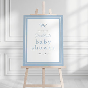 Elegant Simple Dusty Blue Boys Baby Shower Welcome Foam Board