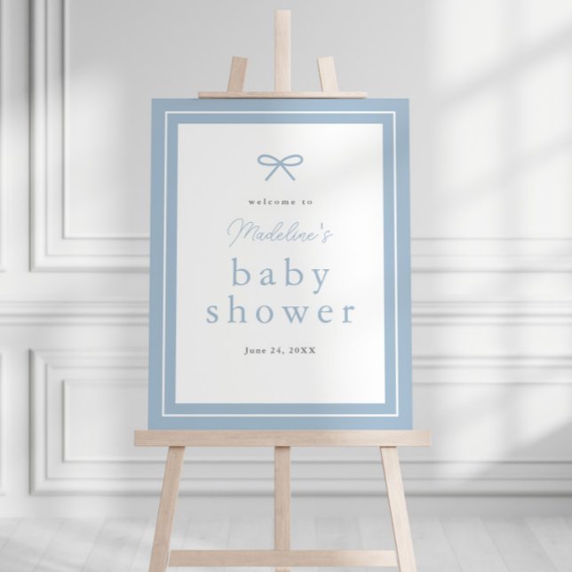 Elegant Simple Dusty Blue Boys Baby Shower Welcome Foam Board (Elegant Simple Blue Bow Boys Baby Shower Welcome Sign)
