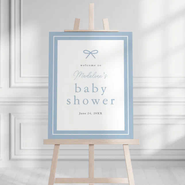 Elegant Simple Dusty Blue Boys Baby Shower Welcome Foam Board | Zazzle