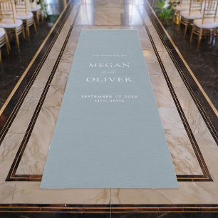Elegant Simple Dusty Blue Wedding Aisle Runner Rug