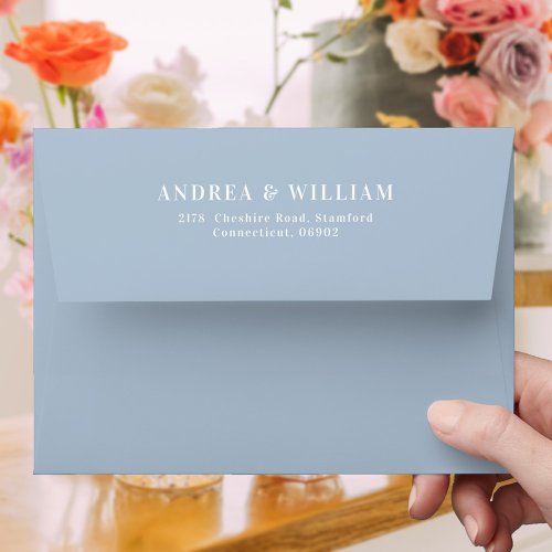 Elegant Simple Dusty Blue Wedding Envelope