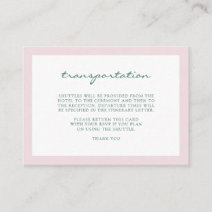 Elegant Simple Dusty Pink Wedding Transportation Enclosure Card