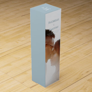 Elegant Simple Editable 1 Color Photo Wedding  Wine Box