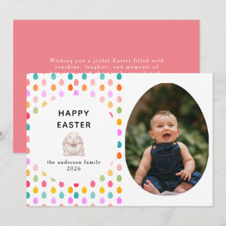 Elegant Simple Eggs Pattern Happy Easter Photo Holiday Card
