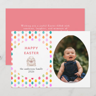 Elegant Simple Eggs Pattern Happy Easter Photo Holiday Card