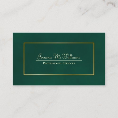 Elegant Simple Emerald Green  Gold Professional Business Card