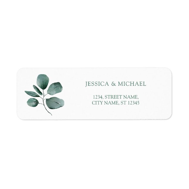 Elegant Simple Eucalyptus Botanical Green Wedding Label (Front)
