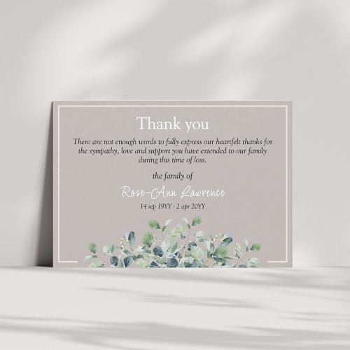 Elegant simple eucalyptus green sympathy funeral