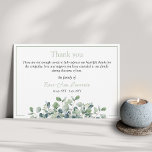 Elegant simple eucalyptus green sympathy funeral thank you card