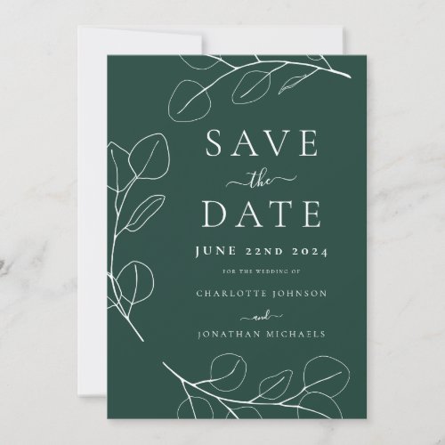 Elegant Simple Eucalyptus Sprig Wedding Save The Date