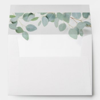 Elegant Simple Eucalyptus Wedding Envelope by girlygirlgraphics at Zazzle