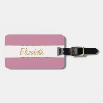 Elegant & Simple Faux Gold And Rose Pink Monogram Luggage Tag by SimpleMonograms at Zazzle