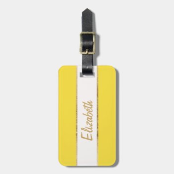Elegant & Simple Faux Gold And Yellow Monogram Luggage Tag by SimpleMonograms at Zazzle