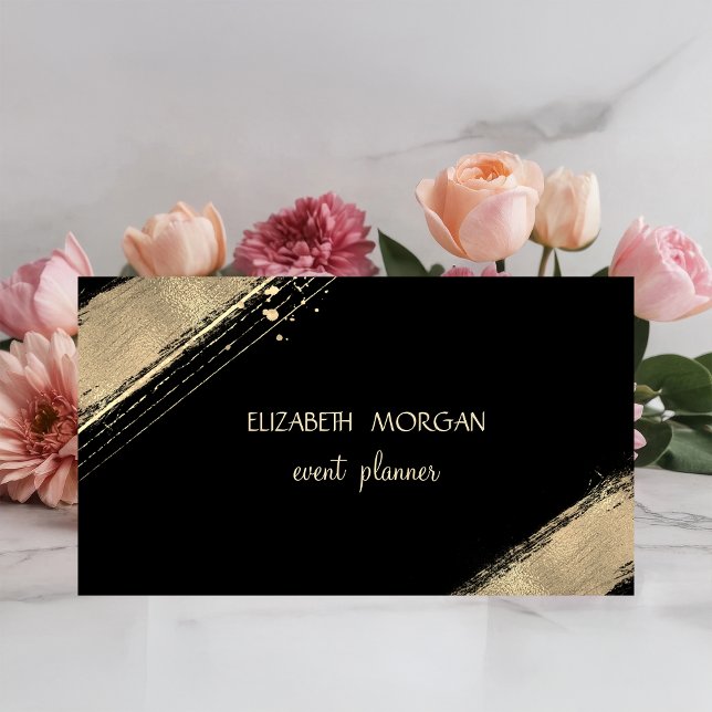 Elegant Simple Faux Gold ,Black Business Card (Creator Uploaded)