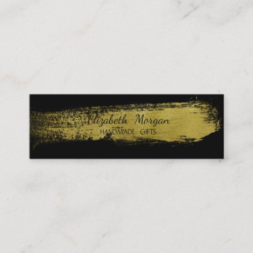 Elegant Simple Faux Gold Foil Brush StrokeBlack Mini Business Card