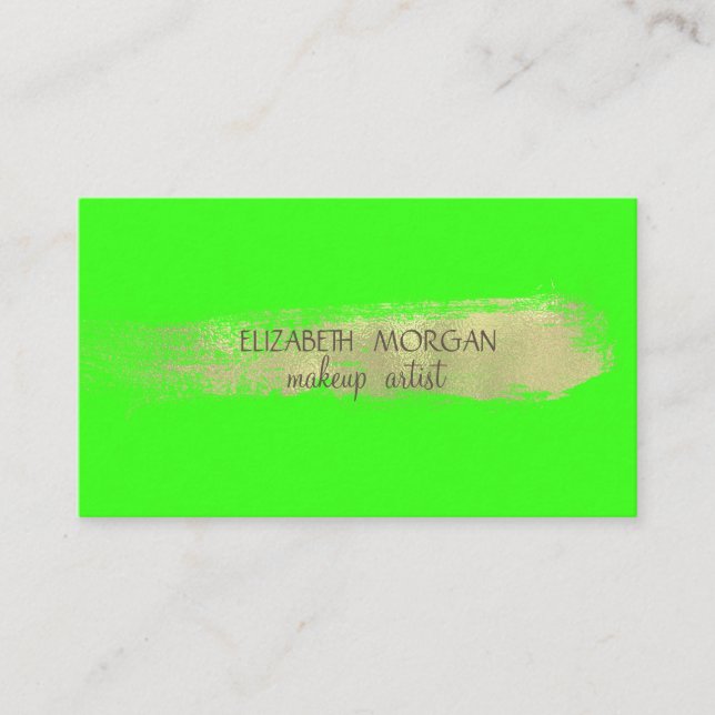 Elegant Simple Faux Gold Foil Brush Stroke,Green Business Card (Front)