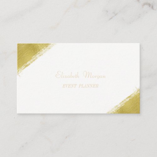 Elegant Simple Faux Gold Foil Brush StrokeWhite Business Card