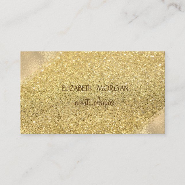 Elegant Simple Faux Gold Glitter Bokeh Business Card (Front)