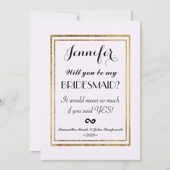 Elegant Simple Faux Gold Outline and White Invitation (Front)