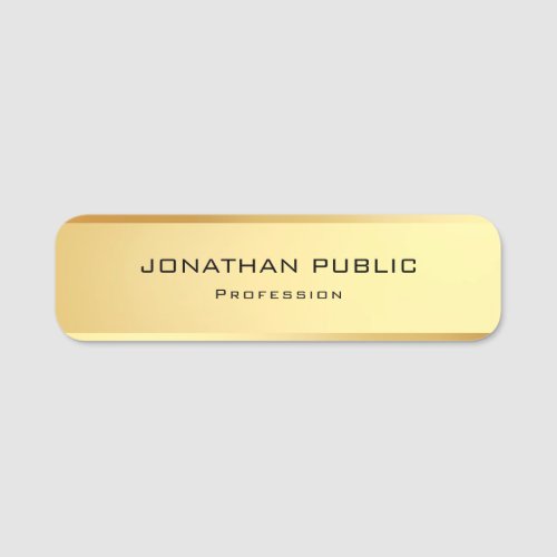 Elegant Simple Faux Gold Template Modern Name Tag