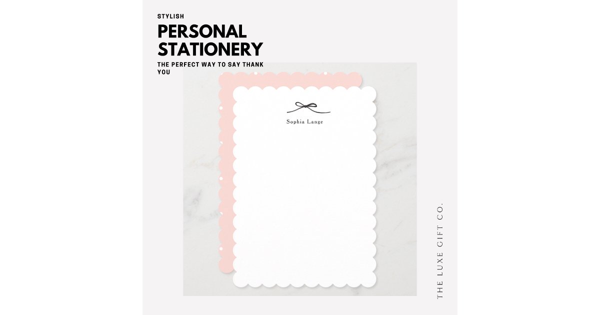 Elegant Simple Feminine Black Bow Monogram Note Card | Zazzle