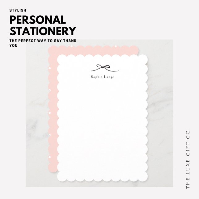 Elegant Simple Feminine Black Bow Monogram Note Card (Creator Uploaded)