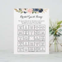 Elegant Simple Floral Bridal Guest Bingo Game