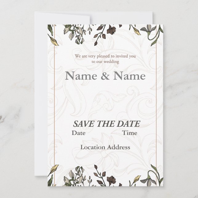 Elegant Simple Floral Customizable Invitation (Front)