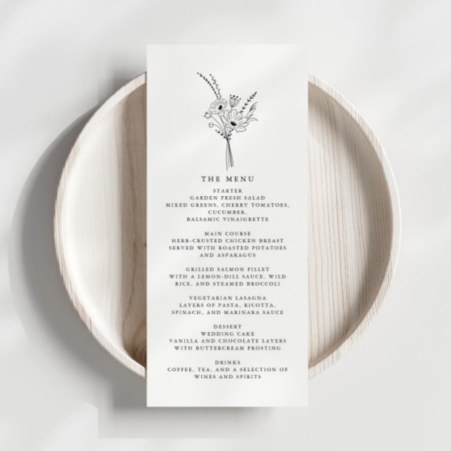 Elegant Simple Floral Wedding Reception Menu (Creator Uploaded)
