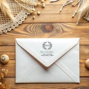 Elegant Simple Floral Wedding Return Address Rubber Stamp